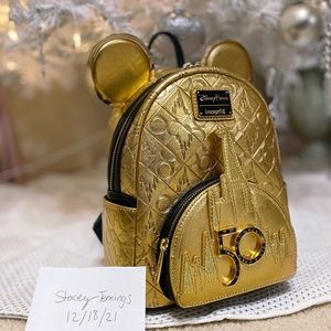 🏰✨ 50th Anniversary Gold Loungefly Bag-Genuine Leather